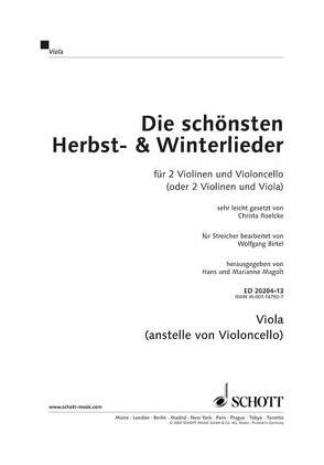 Die schönsten Herbst- und Winterlieder von Birtel,  Wolfgang, Magolt,  Hans, Magolt,  Marianne, Roelcke,  Christa