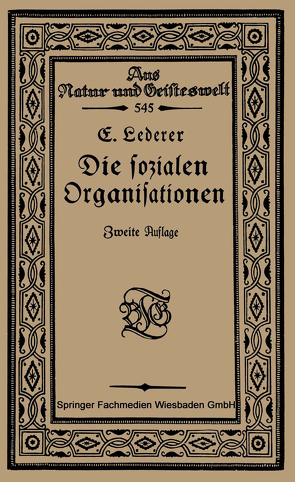 Die Sozialen Organisationen von Lederer ,  Emil