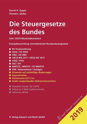 Die Steuergesetze des Bundes 2019 von Gerber,  Thomas L., Gygax,  Daniel R.