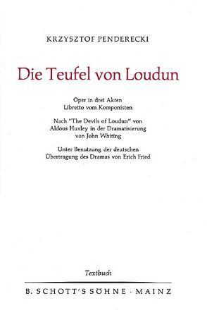 Die Teufel von Loudun von Penderecki,  Krzysztof