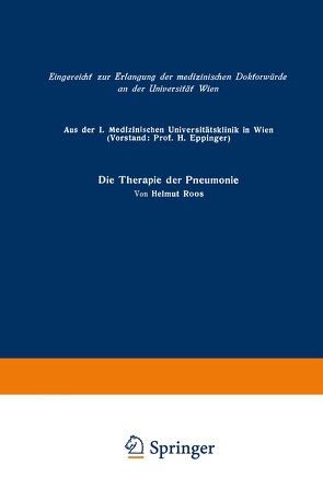 Die Therapie der Pneumonie von Roos,  Helmut