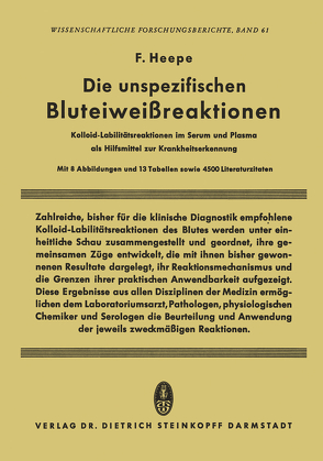 Die unspezifischen Bluteiweissreaktionen von Heepe,  Fritz