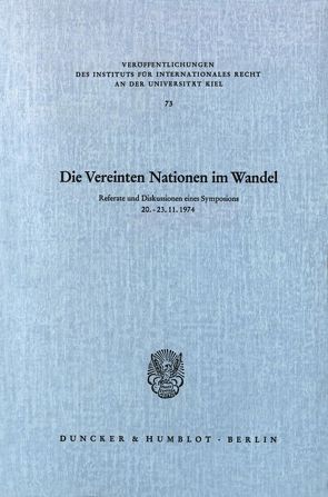 Die Vereinten Nationen im Wandel. von Kewenig,  Wilhelm A.