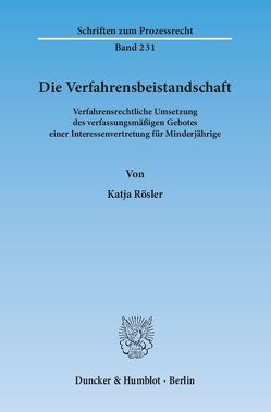 Die Verfahrensbeistandschaft. von Rösler,  Katja