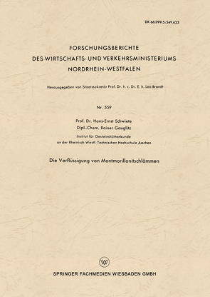 Die Verflüssigung von Montmorillonitschlämmen von Schwiete,  Hans-Ernst