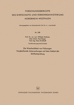 Die Waschechtheit von Färbungen von Weltzien,  Wilhelm