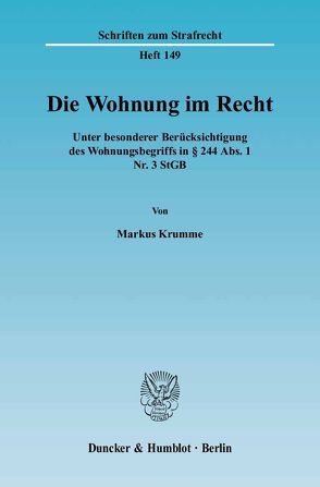 Die Wohnung im Recht. von Krumme,  Markus