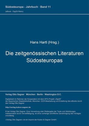 Die zeitgenössischen Literaturen Südosteuropas von Hartl,  Hans