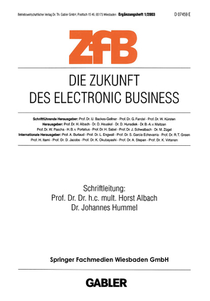 Die Zukunft des Electronic Business von Albach,  Horst, Hummel,  Johannes