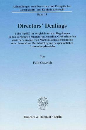 Directors‘ Dealings. von Osterloh,  Falk