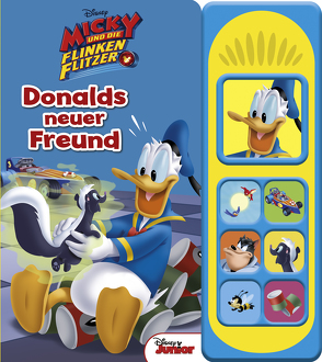 Disney – Donalds neuer Freund -Soundbuch – Disney Micky und die flinken Flitzer – Pappbilderbuch mit 7 lustigen Geräuschen für Kinder ab 3 Jahren