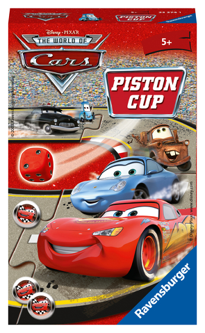 Ravensburger 23274 – Disney/Pixar Cars Piston Cup, Mitbringspiel für 2-4 Spieler, ab 5 Jahren, kompaktes Format, Reisespiel, Glücksspiel