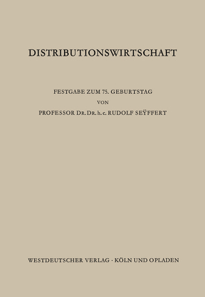 Distributionswirtschaft von Sundhoff,  Edmund (Hrsg.)