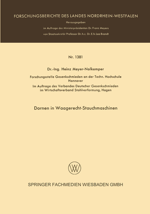 Dornen in Waagerecht-Stauchmaschinen von Meyer-Nolkemper,  Heinz