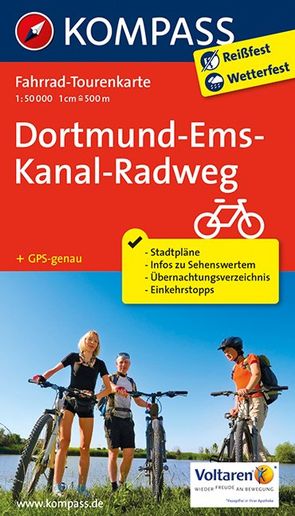 KOMPASS Fahrrad-Tourenkarte Dortmund-Ems-Kanal-Radweg 1:50.000 von KOMPASS-Karten GmbH