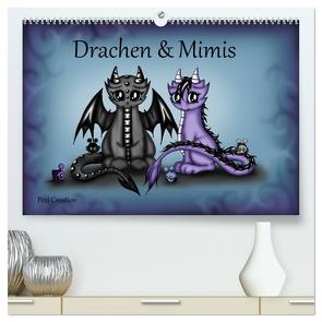 Drachen & Mimis (hochwertiger Premium Wandkalender 2024 DIN A2 quer), Kunstdruck in Hochglanz von Creation / Petra Haberhauer,  Pezi