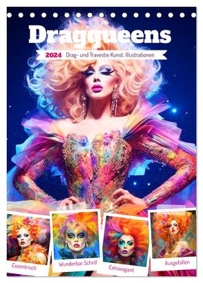 Dragqueens. Drag- und Travestie Kunst. Illustrationen (Tischkalender 2024 DIN A5 hoch), CALVENDO Monatskalender von Hurley,  Rose