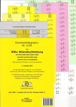 DürckheimRegister® BiBu-BilanzSteuerrecht – Wichtige Gesetze OHNE Stichworte für deine AO-AktG-BGB-EStG-EStR-GmbHG-HGB- KStG-UStG nur Zahlen und §§ von Boeck,  Jessica, Dürckheim,  Constantin, Glaubitz,  Thorsten