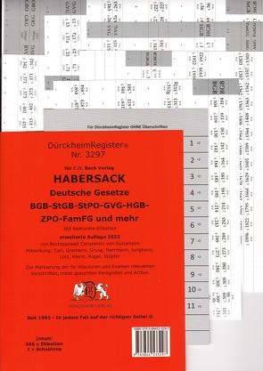 DürckheimRegister® HABERSACK Gesetze und §§ von Alexander,  Herrmann, Dürckheim,  Constantin, Gramann,  Laura, Grusa,  René, Junghans,  Benjamin, Klemt,  B., Lotz,  Julia, Rogel,  Annette, Stopfer,  Katja