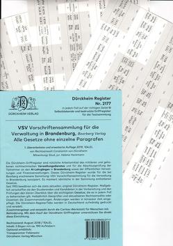 DürckheimRegister® VSV BRANDENBURG, BOORBERG Verlag von Dürckheim,  Constantin, Heckmann,  Helena