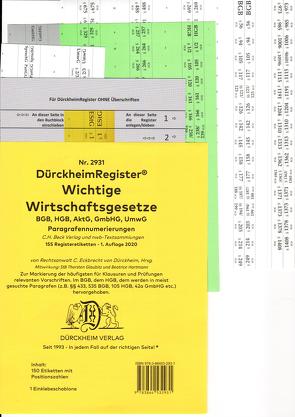 DürckheimRegister® WICHTIGE WIRTSCHAFTSGESETZE (BGB, HGB, GmbHG, AktG, UmwG) §§ und Gesetze OHNE Stichworte von Dürckheim,  Constantin, Glaubitz,  Thorsten