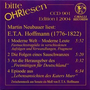 E. T. A. Hoffmann (1776-1822) von Hoffmann,  E T A, Neubauer,  Martin