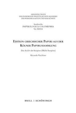 Edition griechischer Papyri aus der Kölner Papyrussammlung von Vecchiato,  Riccardo