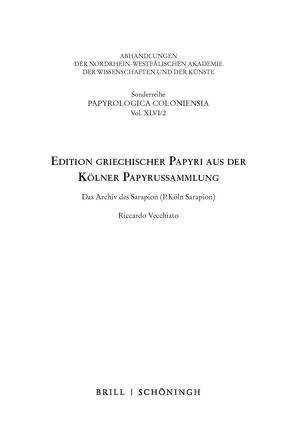 Edition griechischer Papyri aus der Kölner Papyrussammlung von Vecchiato,  Riccardo