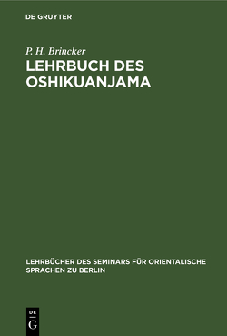 Eehnrbuch des Oshikuanjama von Brincker,  P. H.