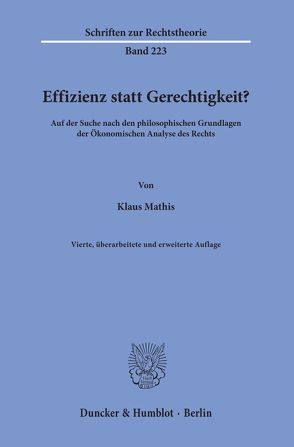 Effizienz statt Gerechtigkeit? von Mathis,  Klaus