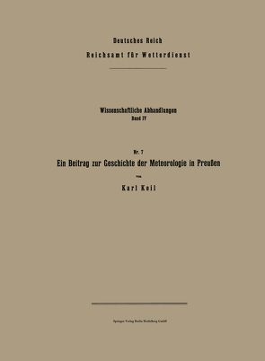 Ein Beitrag zur Geschichte der Meteorologie in Preußen von Keil,  Karl