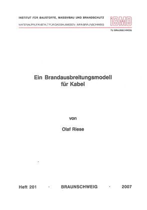 Ein Brandausbreitungsmodell für Kabel von Olaf,  Riese