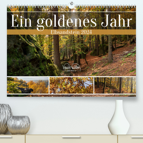 Ein goldenes Jahr – Elbsandstein (hochwertiger Premium Wandkalender 2024 DIN A2 quer), Kunstdruck in Hochglanz von Walther,  Kevin