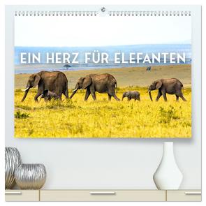 Ein Herz für Elefanten (hochwertiger Premium Wandkalender 2024 DIN A2 quer), Kunstdruck in Hochglanz von SF,  SF