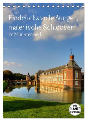 Eindrucksvolle Burgen, malerische Schlösser im Münsterland (Tischkalender 2024 DIN A5 hoch), CALVENDO Monatskalender von Michalzik,  Paul