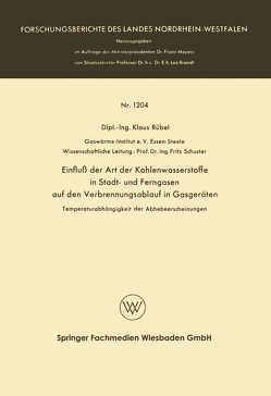 Einfluß der Art der Kohlenwasserstoffe in Stadt- und Ferngasen auf den Verbrennungsablauf in Gasgeräten von Rübel,  Klaus