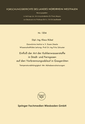 Einfluß der Art der Kohlenwasserstoffe in Stadt- und Ferngasen auf den Verbrennungsablauf in Gasgeräten von Rübel,  Klaus