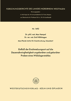 Einfluß der Erschmelzungsart auf die Dauerschwingfestigkeit ungekerbter und gekerbter Proben eines Wälzlagerstahles von Hempel,  Max