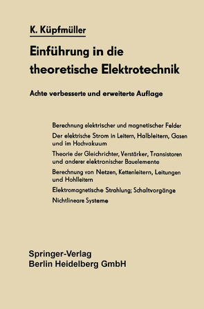 Einführung in die theoretische Elektrotechnik von Küpfmüller,  Karl