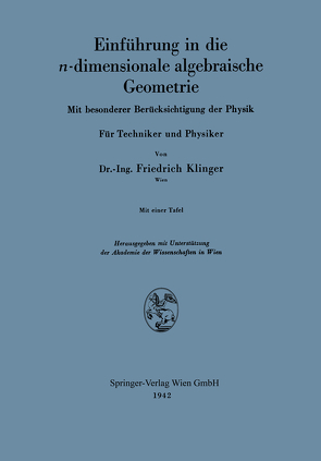 Einführung in die n-dimensionale algebraische Geometrie von Klinger,  Fiedrich