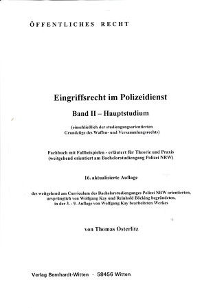 Eingriffsrecht im Polizeidienst, Band II – Hauptstudium von Osterlitz,  Thomas