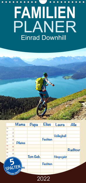 Familienplaner Einrad Downhill (Wandkalender 2022 , 21 cm x 45 cm, hoch) von Miriam Schwarzfischer,  Fotografin