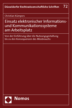 Einsatz elektronischer Informations- und Kommunikationssysteme am Arbeitsplatz von Kümpers,  Christian