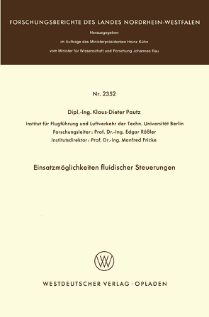 Einsatzmöglichkeiten fluidischer Steuerungen von Pautz,  Klaus-Dieter