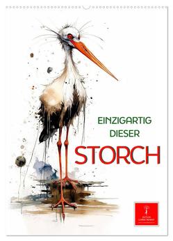 Einzigartig – dieser Storch (Wandkalender 2024 DIN A2 hoch), CALVENDO Monatskalender von Roder,  Peter