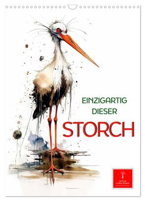 Einzigartig – dieser Storch (Wandkalender 2024 DIN A3 hoch), CALVENDO Monatskalender von Roder,  Peter