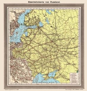 Eisenbahnkarte von Russland 1898 von Heller,  M.
