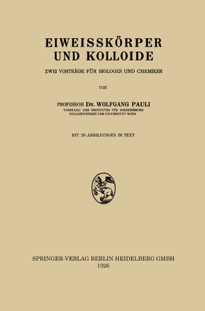 Eiweisskörper und Kolloide von Pauli,  Wolfgang