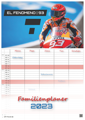 EL FENOMENO | 93 – Marquez – 2023 – Kalender | MotoGP DIN A3 – (Familienplaner) von Wobser,  Steve