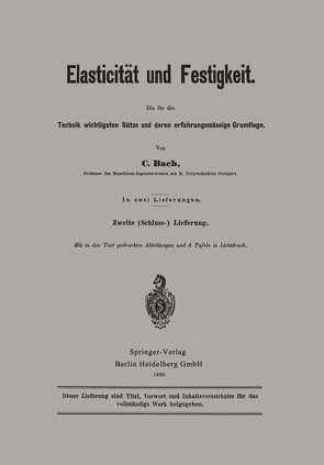 Elasticität und Festigkeit von von Bach,  Carl